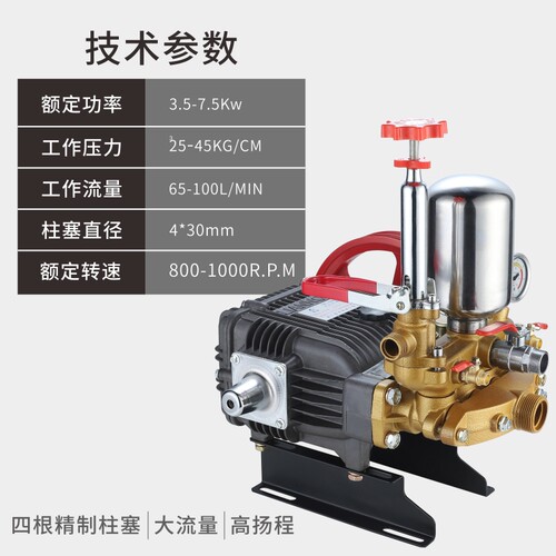 联农LL-100A型四缸柱塞泵高压农用园林稻田打药机泵头陶瓷免黄油