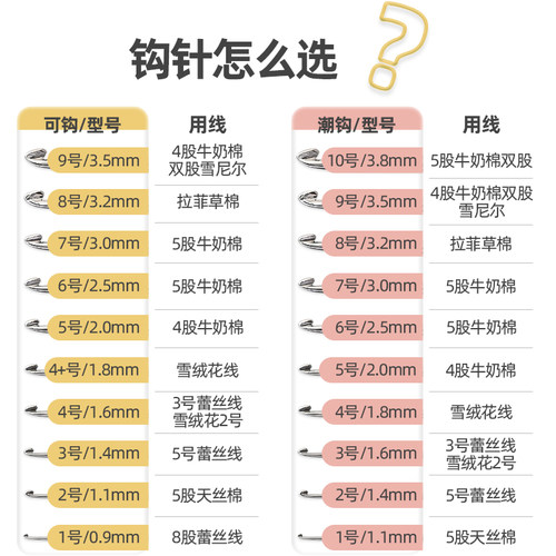 可钩牌钩针潮钩手工针不锈钢勾织玩偶针织毛衣毛线的编织工具套装