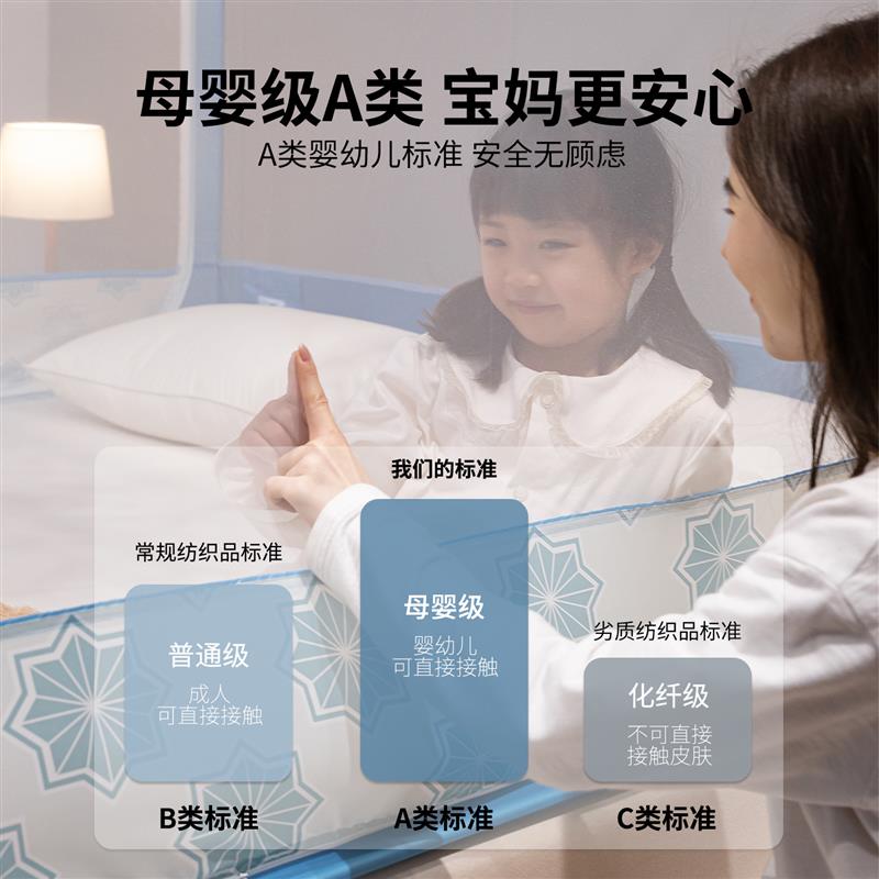 儿童防摔蚊帐家用三开门加密加厚免安装拉链蒙古包夏天2026年新款