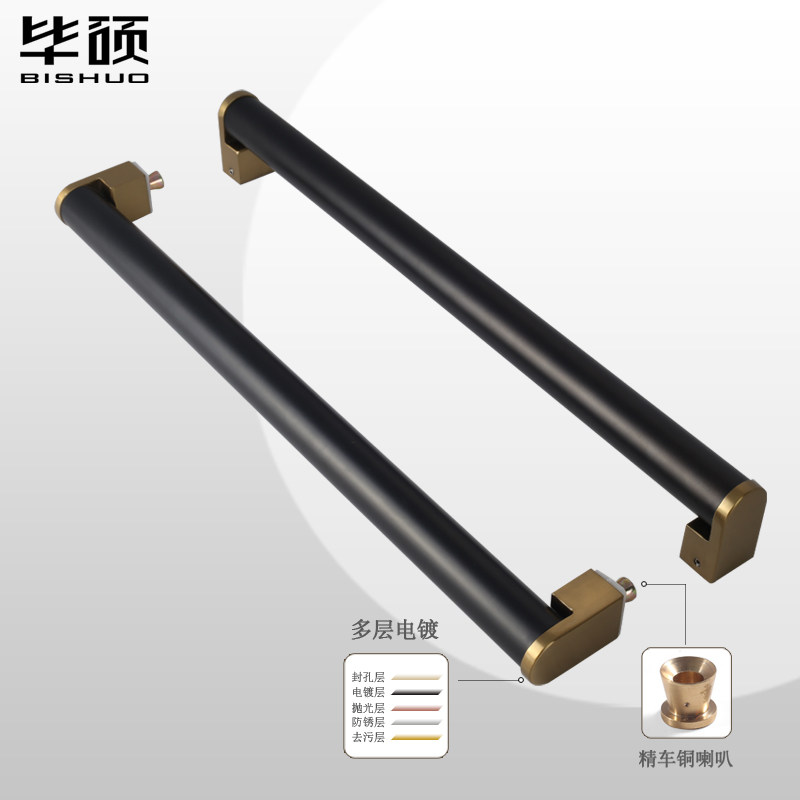 极简拉丝金玻璃门拉手黑色大门把手实木推拉门把手酒店豪华大把手
