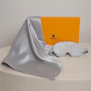 万事利秋冬新品 枕头套亲肤真丝枕套AB面家用随机眼罩礼盒组合装