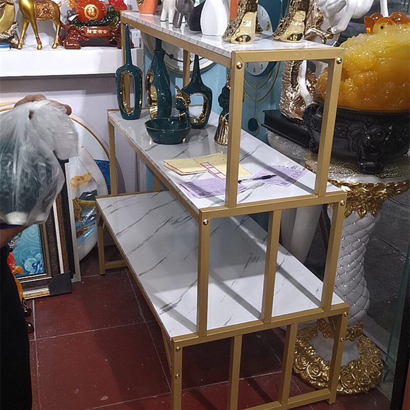 金色鞋店鞋架展示架多层女童鞋货架服装店铺中间双面中岛鞋架柜
