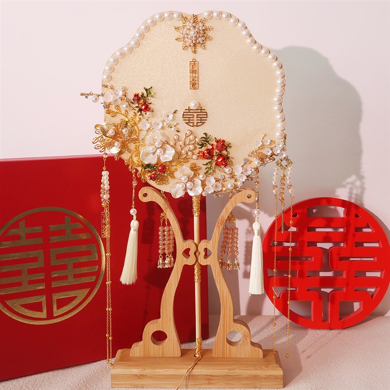 中式婚礼新娘结婚团扇diy材料包秀禾喜扇子出嫁手工高级感手捧花