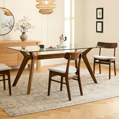 dining table出口钢化玻璃餐桌轻奢高级感实木桌子现代简约餐桌椅