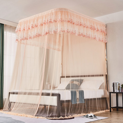 升降u型1.5m1.8米导轨蚊帐家用加密加厚婚房轨道支架宫廷公主新款