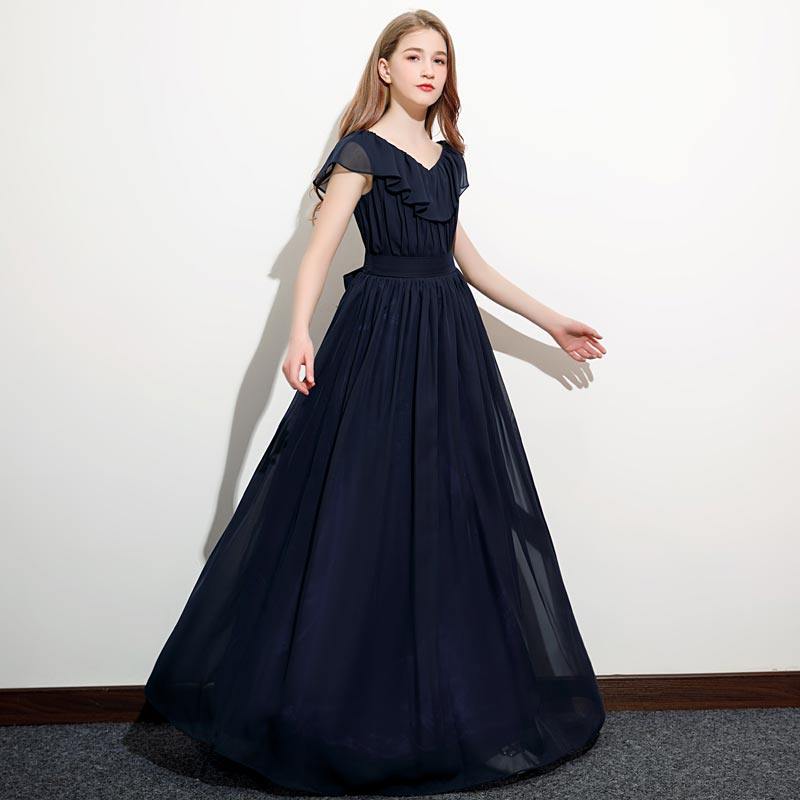女童小提琴音乐会演奏主持人钢琴演出服儿童高端生日晚宴气质长裙