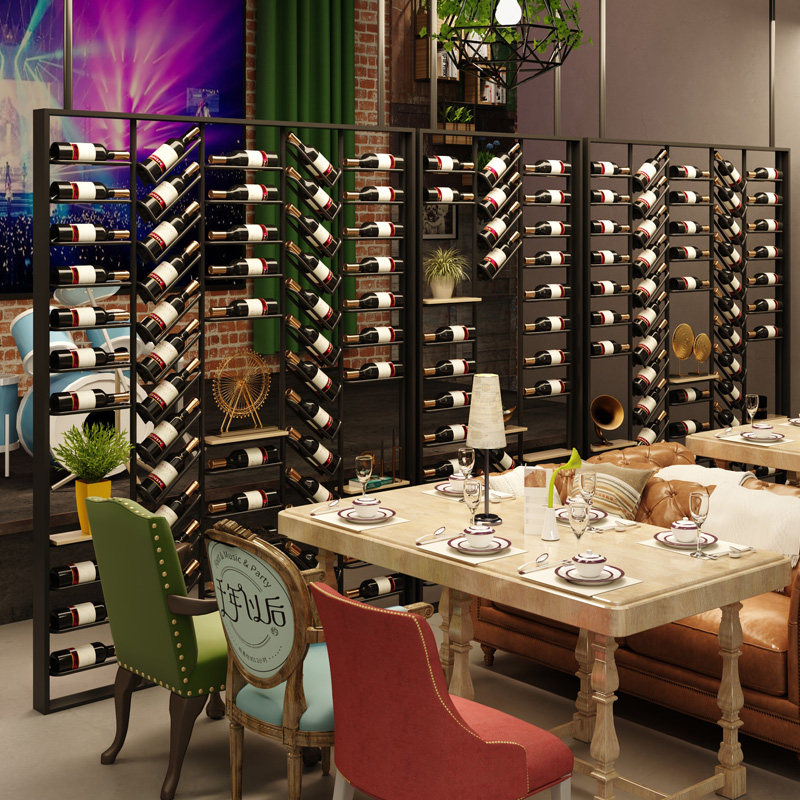 落地红酒架卡座隔断餐厅葡萄酒展示架酒吧创意酒架置物架屏风装饰