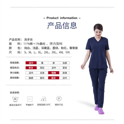 弹力棉洗手衣医生护士服涮手衣分体套装短袖男女隔离衣ICU工作服