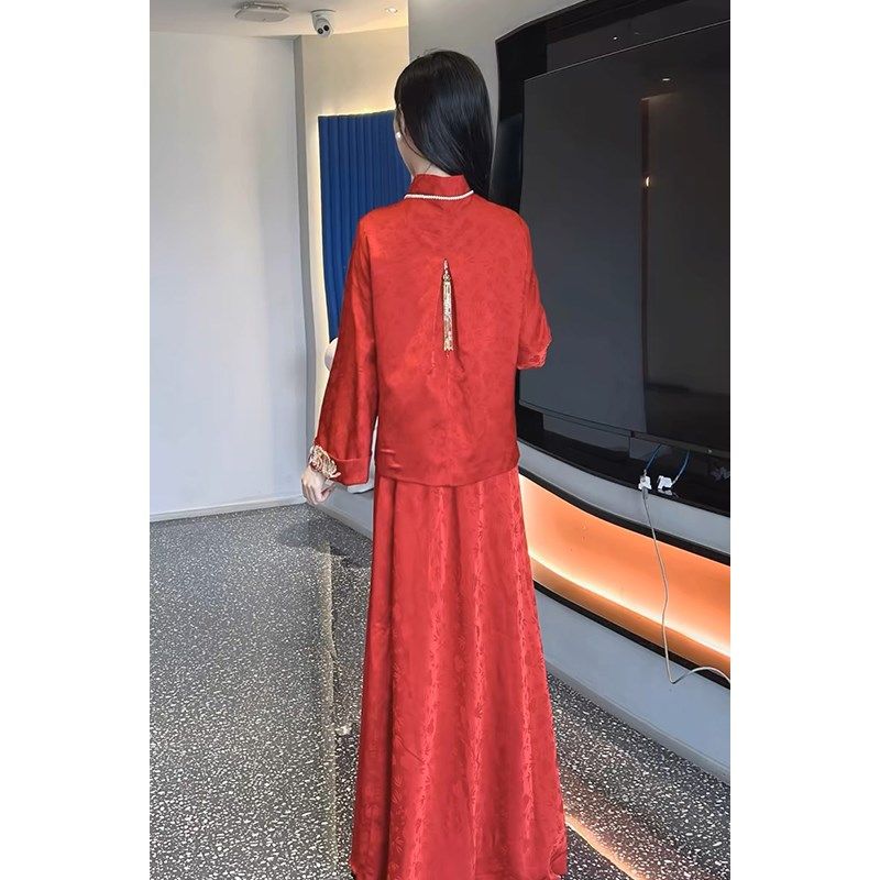 敬酒服新娘红色新中式套装秋冬高级感结婚订婚礼服回门秀禾服长袖