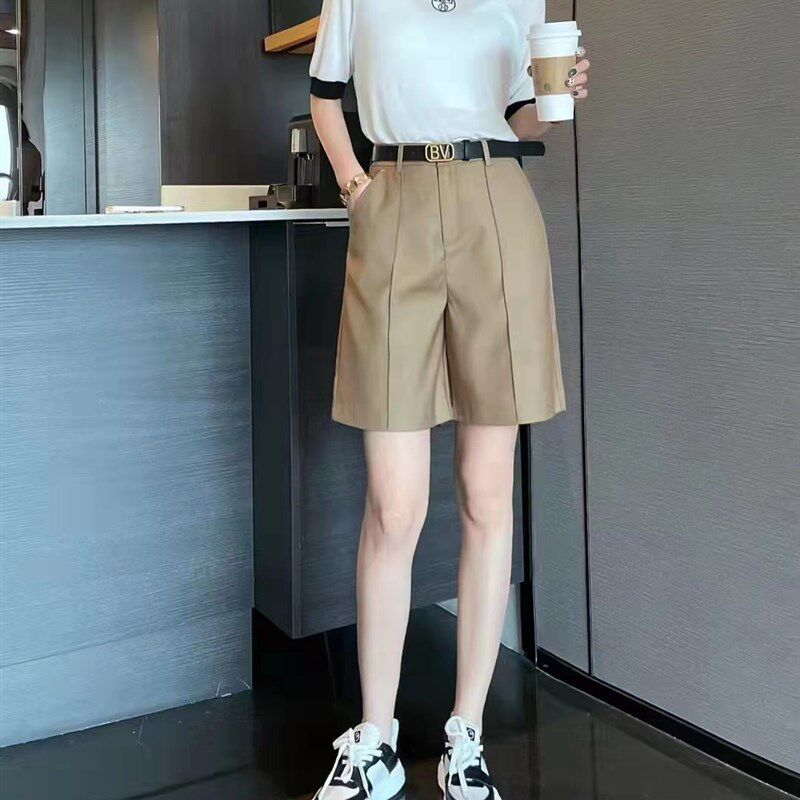 高端西装短裤高级垂感夏季2022新款女装高腰直筒休闲阔腿裤五分裤