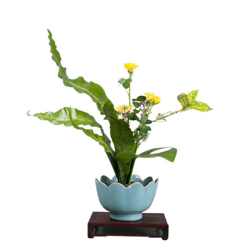 莲花碗中式日式禅意花道剑山插花器皿花器小源流池坊花艺软装空间