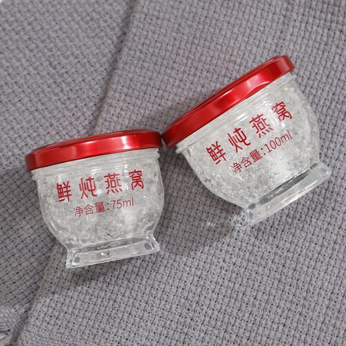 通用密封圆形75毫升莲花燕窝分装瓶鲜炖花胶鱼胶雪蛤玻璃瓶定制图 - 封面