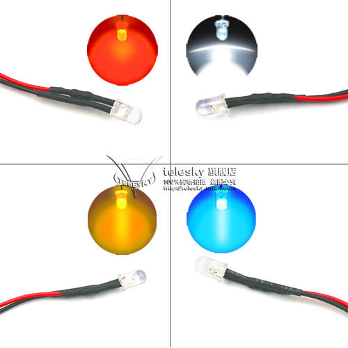 5MM超高亮发光二极管5V 12VLED带线灯珠模型装饰玩具车指示灯发光