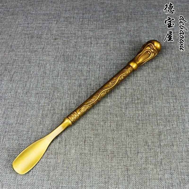 古玩铜器收藏仿古做旧纯铜寿星鞋拔子提鞋用品家居装饰工艺品摆件