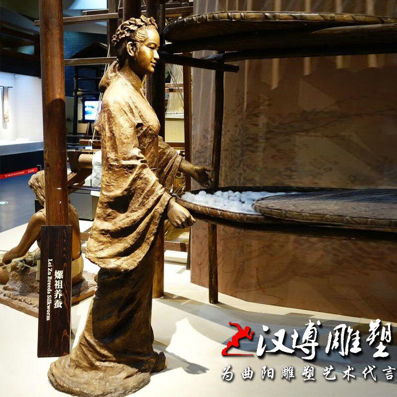玻璃钢仿铜古代人物雕塑景观铸铜黄道婆人物纺织文化鼻祖人物定制