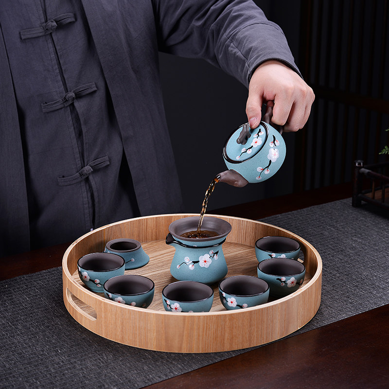 水曲柳竹质托盘家用水杯托盘日式手提原色茶盘居家简约茶具托盘