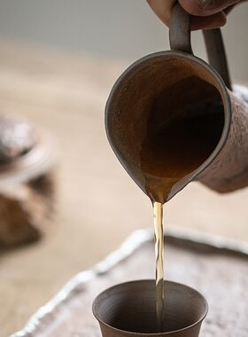 粗陶雅奏公道杯 陶瓷日式复古功夫茶海分茶器倒茶公杯功道茶杯