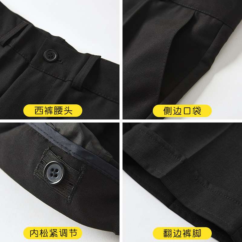 儿童西装短裤男童夏季黑色西裤中大童五分裤白色背带裤小学生裤子