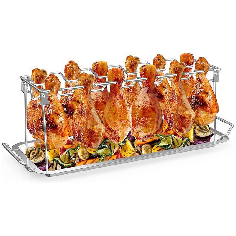 不锈钢折叠多功能腿架套装带滴水盘烧烤网BBQ烤肉蔬菜盘