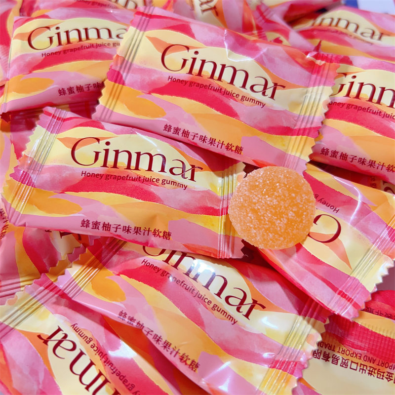 英国GINMAR金玛蜂蜜柚子味果汁软糖休闲零食糖果散装结婚高颜值糖