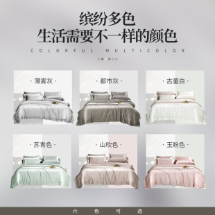 高端100支双面兰精天丝四件套亲肤秋冬真丝纯色床笠蚕丝床上用品
