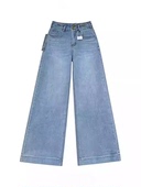 玉米专享 直筒裤 ～弹力浅蓝色牛仔裤 阔腿裤 1701 女窄版
