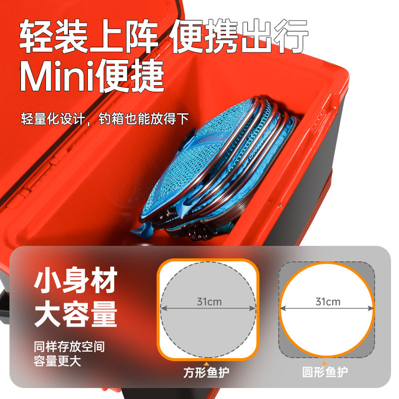精品鱼护野钓专用活鱼袋鱼网兜高级便携折叠方口大物专用高端鱼篓