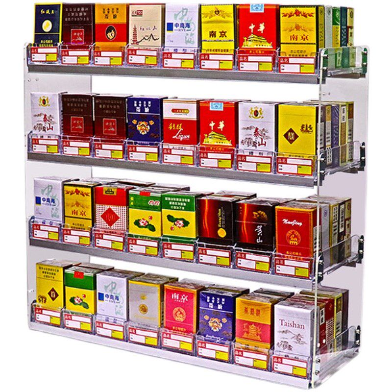 烟架子展示架超市售烟架便利店挂墙香烟架子带推烟器多层壁挂烟柜