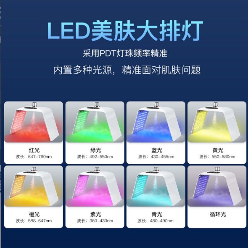 新款折叠光谱仪冷喷雾光子嫩肤红蓝光七彩led灯大排灯美容光谱仪