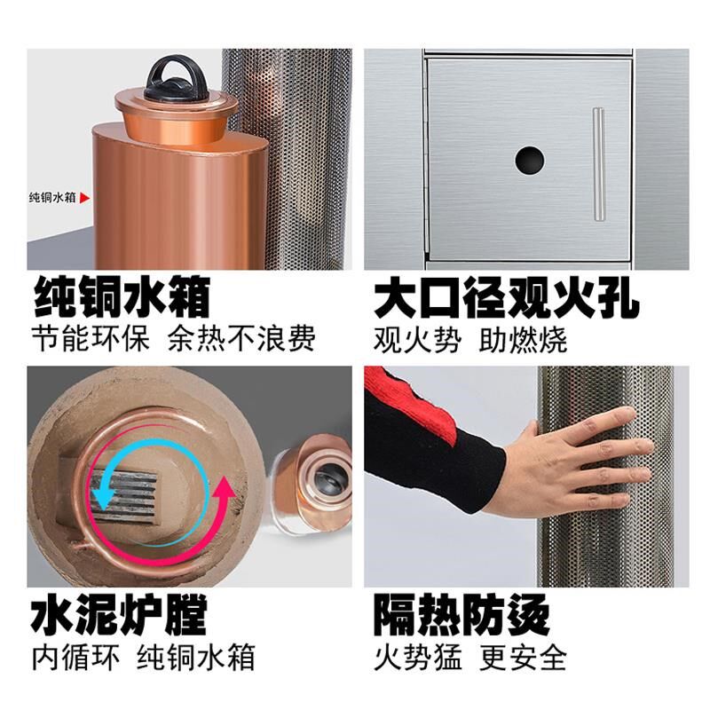 双灶新款柴火灶台家用烧木柴农村加厚304不锈钢移动大铁锅材火炉