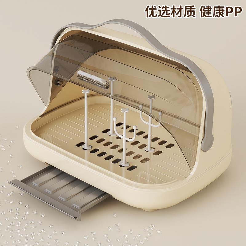 婴儿奶瓶收纳盒沥水架置物架带盖防尘宝宝辅食工具专用碗筷餐具箱