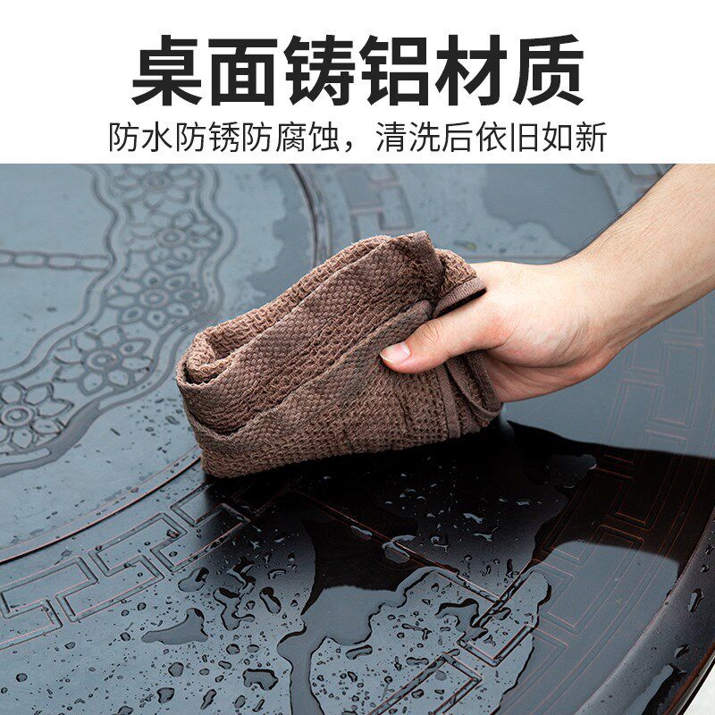 户外围炉煮茶烤火桌子一体餐桌庭院家用休闲烧烤桌炭烤铝合金桌椅