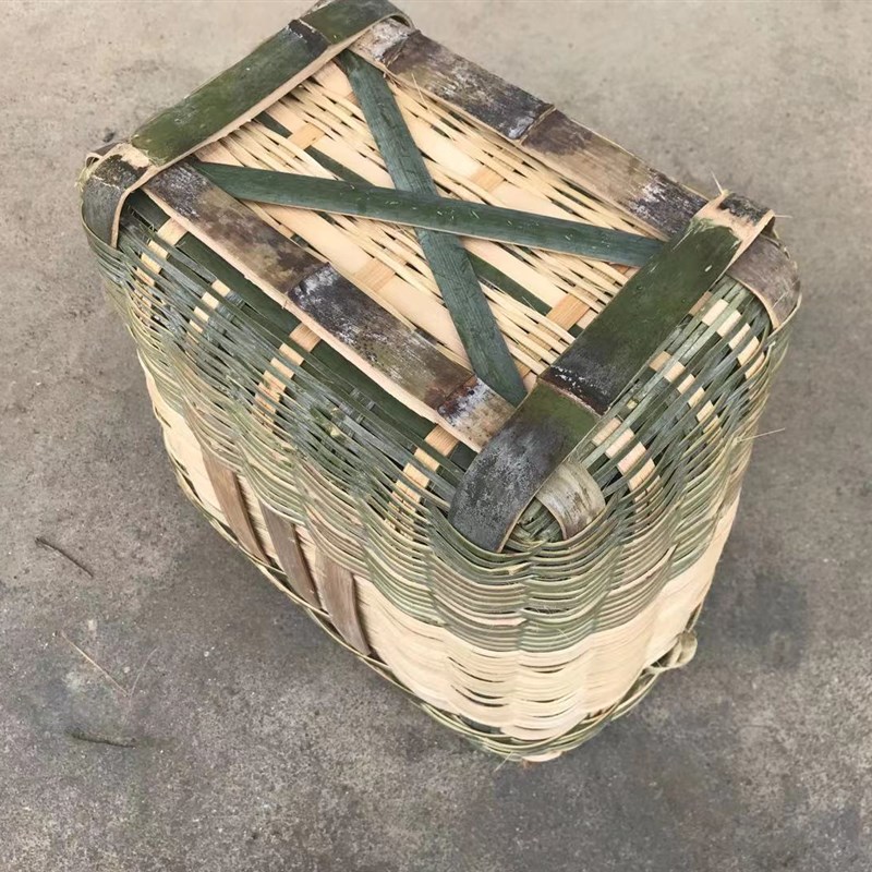 纯手工全竹编竹篓筐大号提篓簸箕背篼长方形家用收纳水果买菜采摘