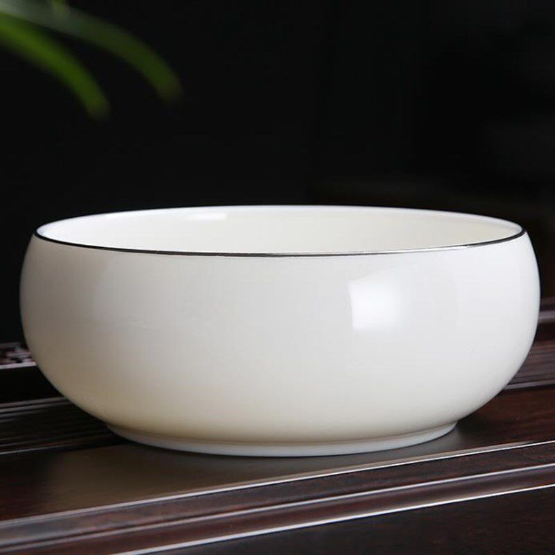 陶瓷水盂茶洗大号中式复古白色创意多功能烟灰缸茶道零配茶具花盆