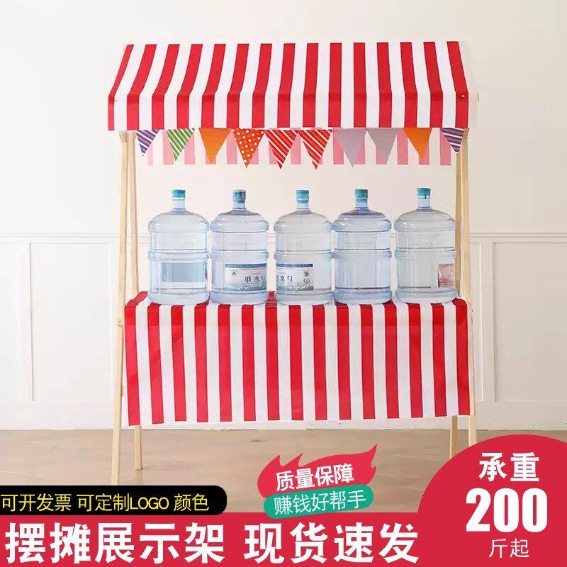 2025新款集市移动可折叠夜市摆摊架子花车促销车展示台木质活动棚