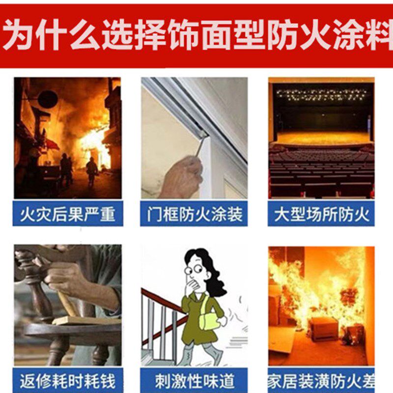 球盾饰面型防火涂料环保水性阻燃漆木材墙面家具防火漆白黑灰蓝红