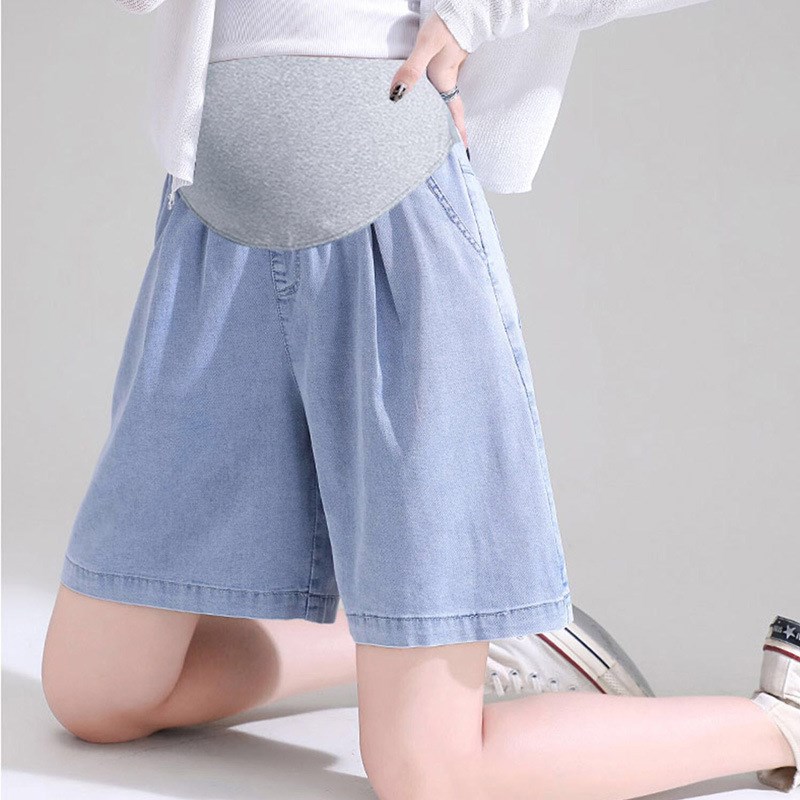 孕妇短裤夏季薄款五分阔腿裤天丝宽松外穿休闲托腹裤孕妇裤夏装