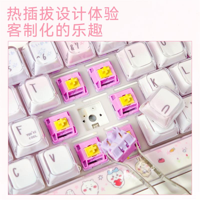 雷咖泽R102小八和他的朋友客制化机械键盘三模双层透光女生用键盘