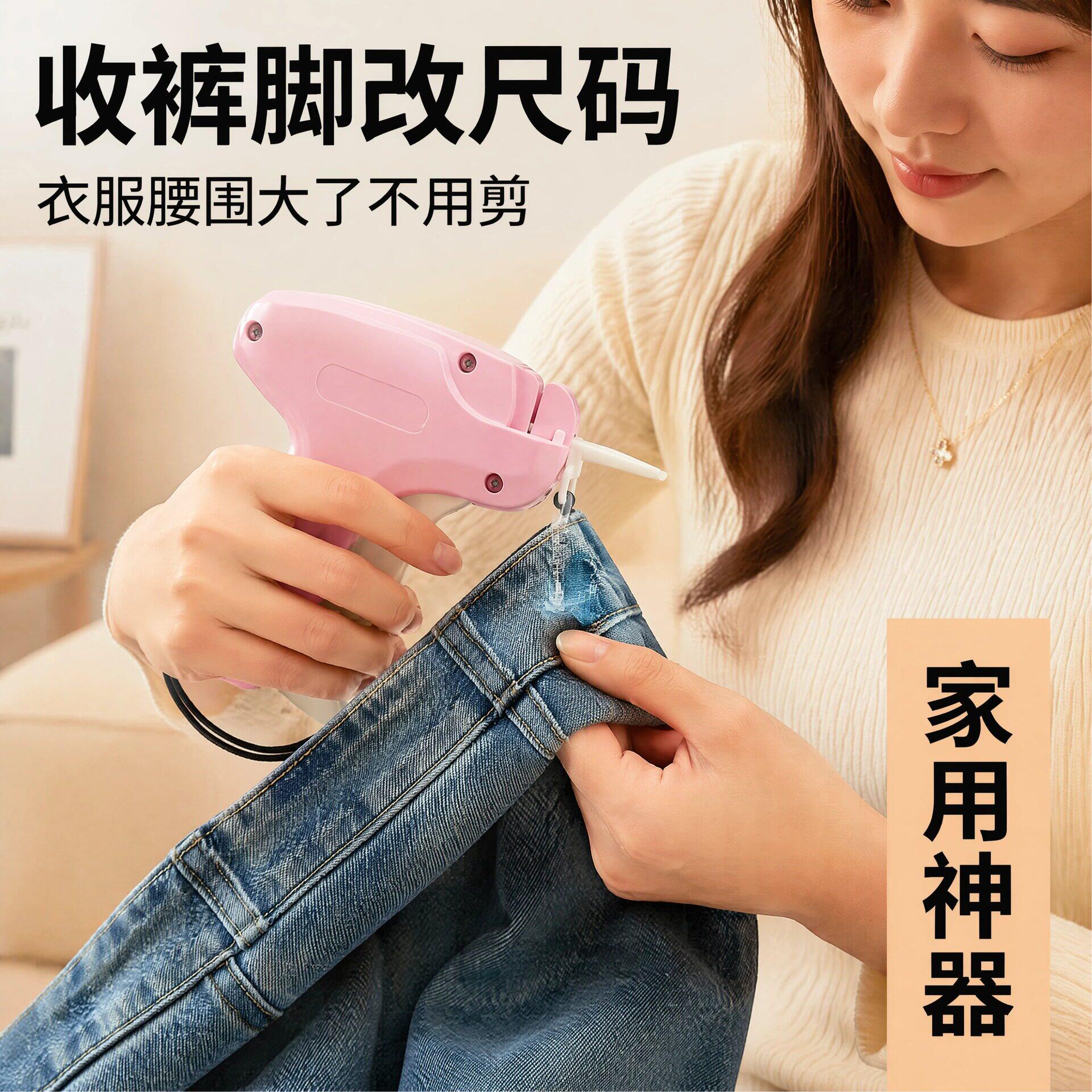 小个子再也不用裁裤脚了！微型手持标签枪长裤子固定裤脚标签针