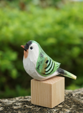 手工雕刻小鸟摆件木头创意可爱山雀鹦鹉麻雀桌面装饰品摆设小礼物