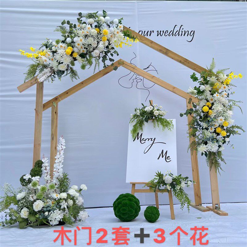 婚庆装饰木制拱门花架户外森系婚礼背景布置结婚道具木架木头花门