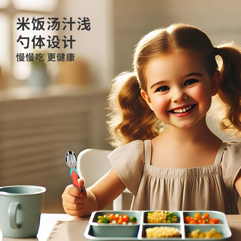 【自营】NUBY努比儿童304不锈钢叉勺组合宝宝辅食婴儿餐具勺子叉