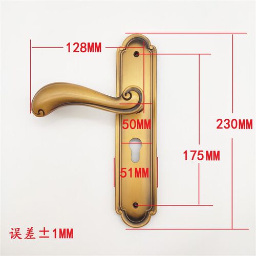 精品黄古卧室门执手锁 压把锁 木门锁具通用型带钥匙孔距175