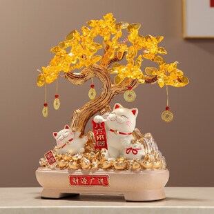 2024新款招财猫摆件客厅发财树店铺前台收银台招财装饰品开业礼物