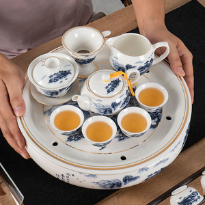 潮州市中式家用整套陶瓷白瓷简约功夫茶具套装复古风泡茶壶礼盒装