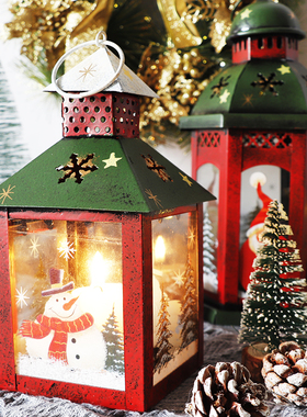 北欧复古铁艺玻璃蜡烛烛台路引风灯庭院创意家居摆件圣诞装饰品