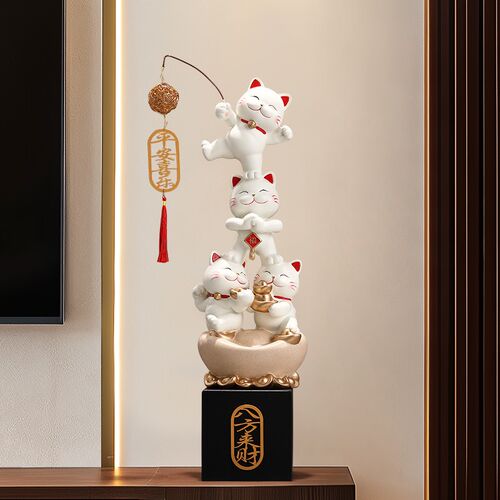 招财猫八方来财摆件落地大型高级感客厅玄关前台装饰乔迁开业礼物