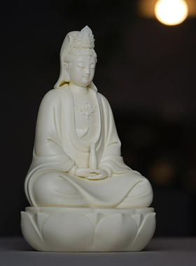 德化白瓷南海观音佛像摆件家用室内供奉陶瓷观世音菩萨禅意装饰品