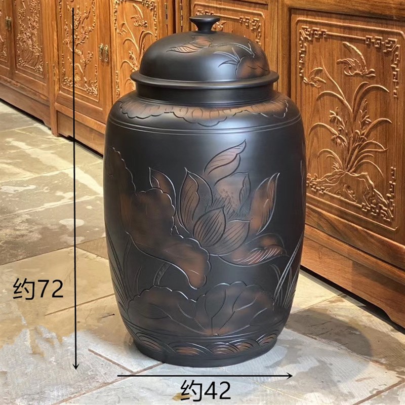 云南建水紫陶茶叶罐大号水缸茶缸家用米缸饼茶缸普洱散茶缸存茶罐