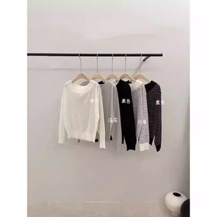 3.24 王福贵定制～韩系气质一字肩天丝亚麻针织衫 一字肩上衣